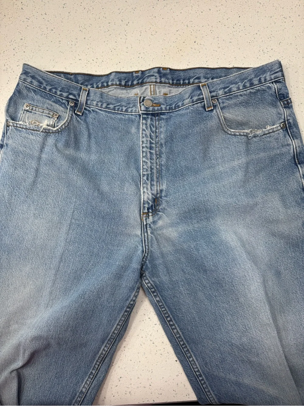 Men's Straight Light Blue Jeans - Classic Casual Fit 42x32